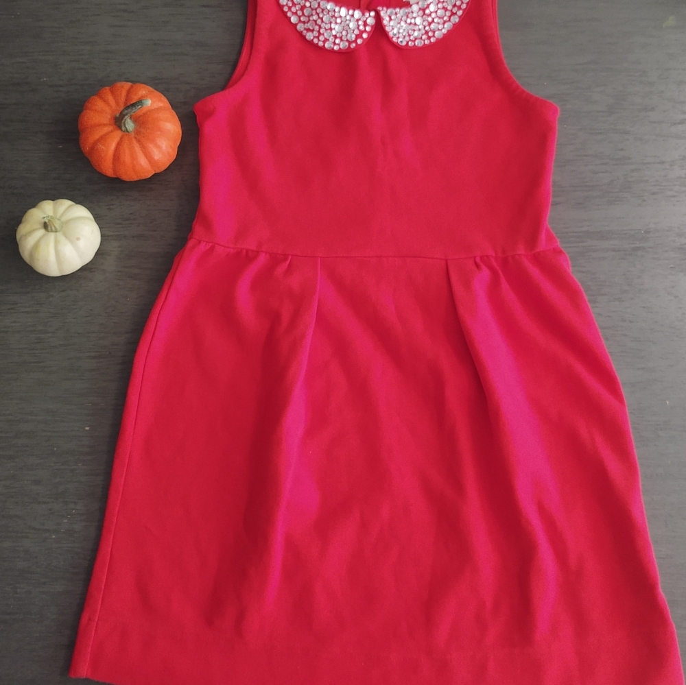 J. Crew (Crewcuts) Red Rhinestone Collar Dress